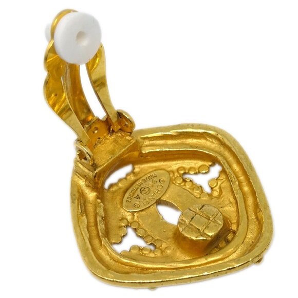 Chanel Rhombus Earrings Clip-On Gold - Picture 4 of 4